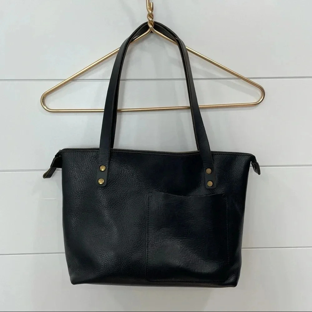 Classic Black Leather Shoulder Bag